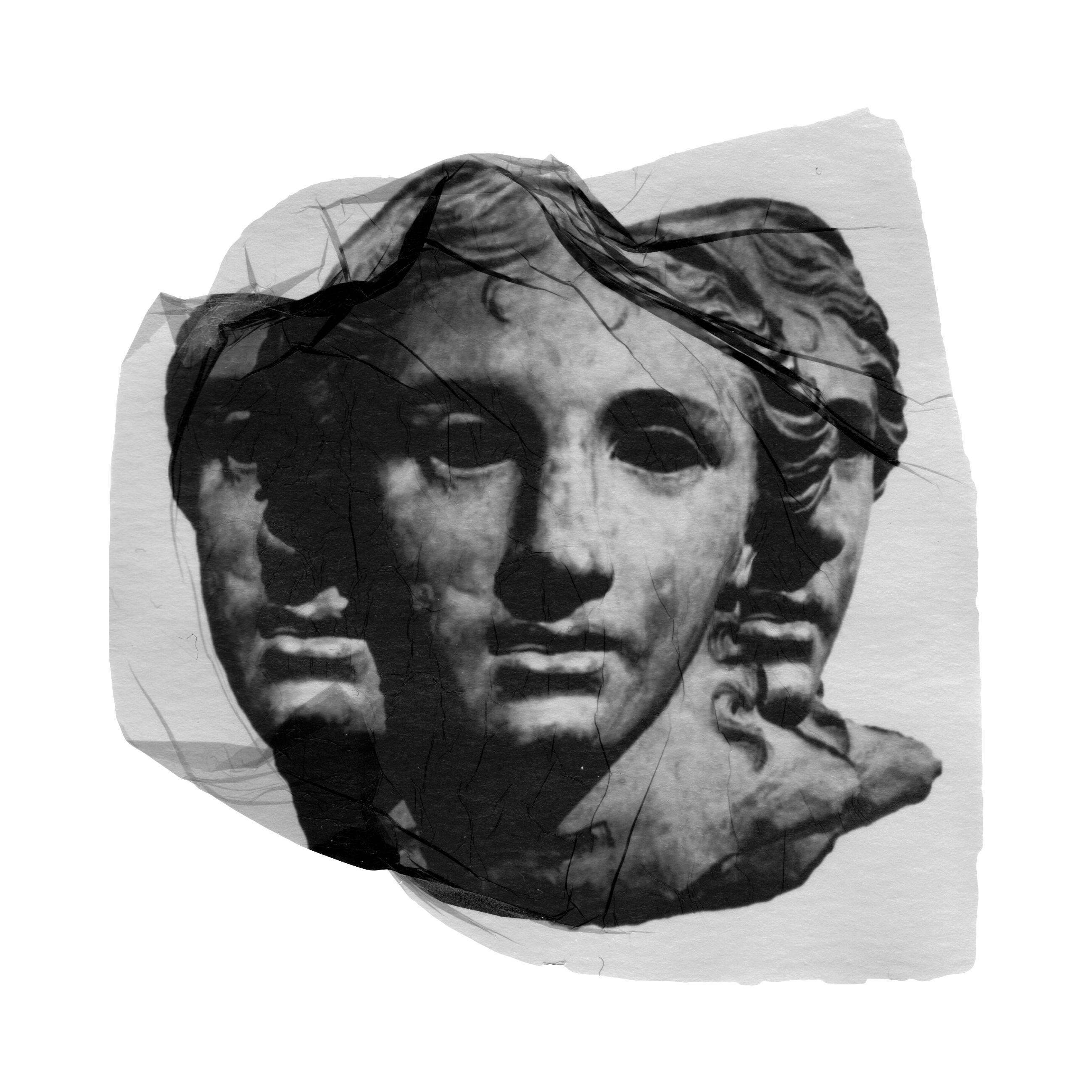 black and white image of a bust